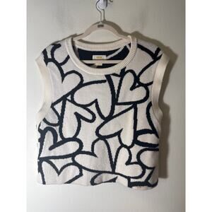 Maeve Black and White Heart Swater Vest Sz S